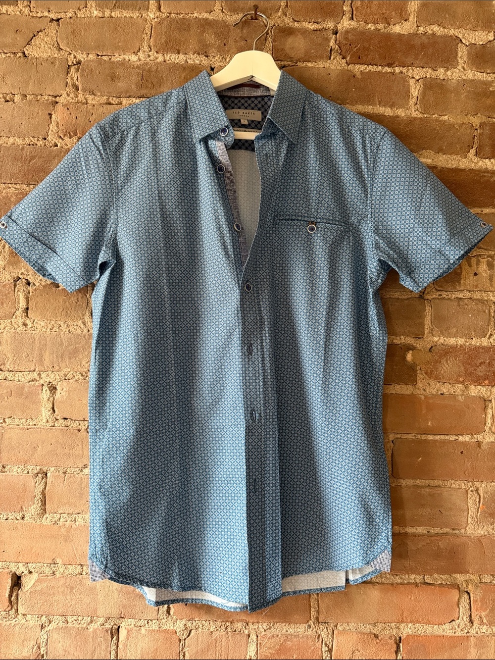 Ted Baker London Light Blue Short Sleeve Button-Up Shirt